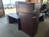 (2) Desks, (2) Desks w/ Hutch, (1) Lateral Filing Cabinet