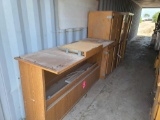 (1) Wooden 8-Door Cabinet, (1) Wooden Bookcase Part, (1) Desk Hutch