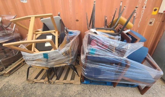 (2) Pallets of Assorted Chairs, (1) Mobile Computer Workstation