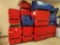 Group of Red and Blue Children's Armrest Chairs