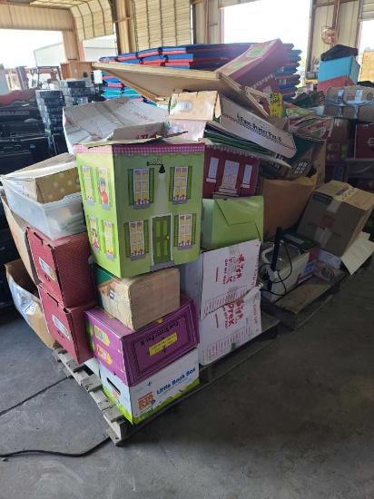 Boxes of Daycare Activities, Overhead Projector, Group of Children's Books, Stuffed Animals