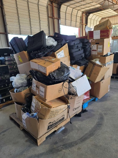 (2) Pallets of Misc. Laptop Bags, Boxes of Audio equipment, Cameras, Etc.