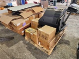 Boxes of Peerless-AV Wall Mounts, Box TV, Exam Answer Sheets