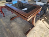 Wooden Pull-Out Glass Top Desk