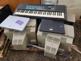 Group of Box TVs, (3) Assorted Laptops, (1) Yamaha Electric Keyboard, (2) Monitors, (1) HP Printer
