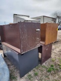 Group of Wooden Office Desks, (1) Mobile Workstation Cart, (1) Mobile Office Laptop Bag, Etc