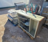 Vizio Flat Screen TV, Metal Cabinet, (1) Waiting Chair, (2) Children's Chairs, Printer