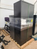 Lateral File Cabinet, Metal Storage Cabinet, (11) Purple and Green Sled Chairs, Black Plastic Chair