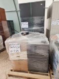 (2) Hon Gray Metal Storage Cabinets, (2) Wood Easel Stands, (4) Pneumatic Hand Truck Wheels, Etc