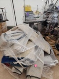 Pallet of Rugs, Group of Tables, Group of Award Trophies, Waiting Chair