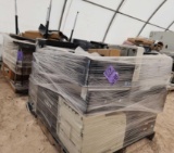 (2) Pallets w/ Printers, Desktops, Tables, Wall Letters Decor, Misc. Items