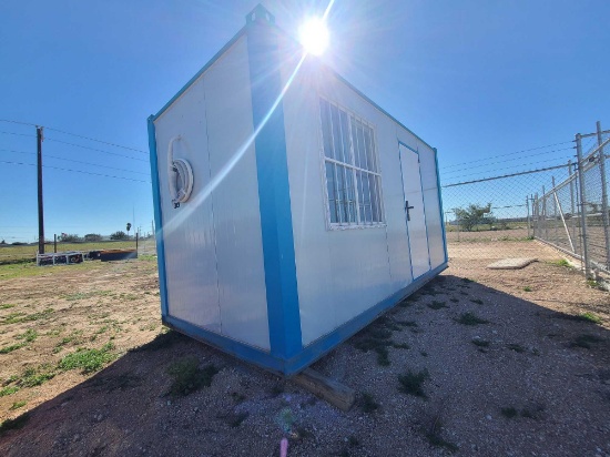 7ft. x 11in. Tall Commercial Office Storage Container Equipped w/Sink, Toilet & A/C. 15ft. x 3in.