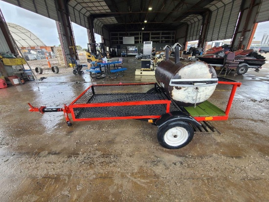 Barbecue Pit on Utility Trailer