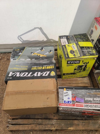 (1) Pittsburgh Automotive Remote Controlled 1320lb Electric Hoist, Etc