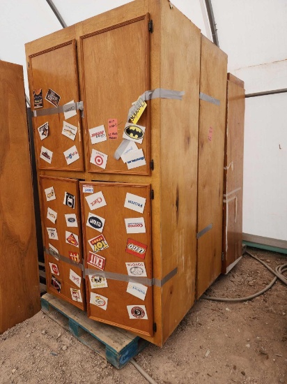 (3) 4-Door Wooden Storage Cabinets