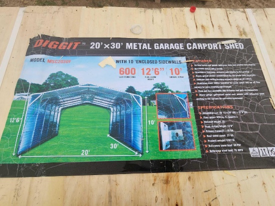 2024 Unused Diggit...MSC2030F 20 x 30 All-Steel Garage Carport Shed