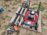 (1) Yard Machines Lawn Mower, (2) Weed Eaters......on Pallet