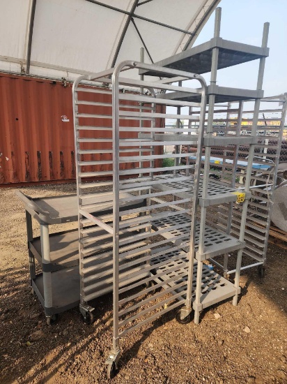 (1) 3-Tier Plastic Rolling Cart, (1) 6-Tier Plastic Shelf, (2) Portable ...