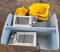 (2) Sharp Commercial Microwave Ovens, (3) Rubbermaid Mop Buckets, (1) Metro Mobile Dish/Tray Caddy