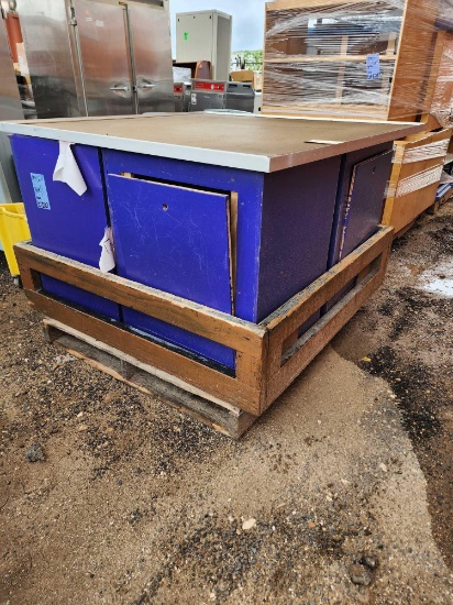 (1) Purple Shop Table w/Cabinets