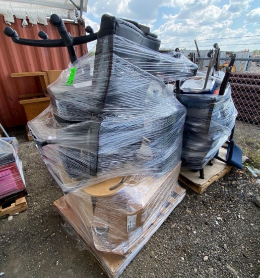 (2) Pallets w/Assorted Office Rolling Chairs, (2) Children's Baby Wood Bassinets, Plus