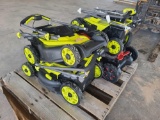 (3) Ryobi Brushless Lawn Mowers, and (1) Milwaukee Lawn Mower