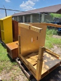 (5) Wooden Podium Stands and (1) Wooden Art Table (2 Pallets)