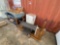 White Mini Fridge, Small Wooden Table, Rolling Side Table, First aid Couches
