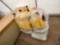 (3) Rubbermaid Mop Buckets, (1) Oster Toaster, Group of Plastic Storage Trays, Misc. Items