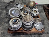 Group of Assorted Wheel Hub Caps and Trim Rings on 1 Pallet
