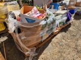 Boxes of Paint Supplies, Box of Honor Roll Pins, Pencil/Pen Holder, Games, Money Box on 2 Pallets