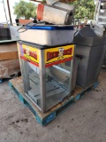 Nacho Dip Warmer, Box of Yellow Hand Towels, Plastic Bin W/ Contents on a Pallet