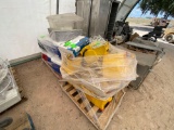 Group of Mop buckets, Group Ice Coolers, Baking Sheets, Clear Container, Cut-N-Carry Cutting Board