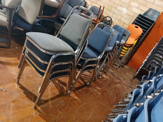 Group of Lounge Sled Chairs, Navy Student Chairs, Blue Stackable Sled Chairs, Yellow Student Chairs,