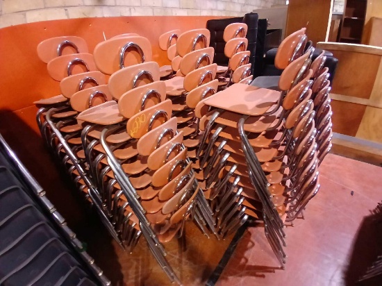 Group of Orange and Black Metal Student Chairs
