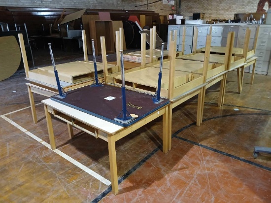 Group of Wooden Student Desk Tables, (1) Small Children's School Table