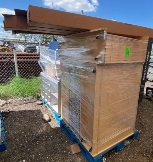 (2) Pallets w/ (4) Portable Wooden Bookshelves, (1) Wooden Student Cubby, (1) Rolling Chair, Plus