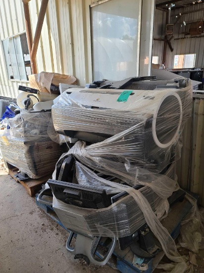 (2) Pallets w/ Canon ImageProf Large Fortmat Printer, Desktop Monitors, Printers, etc.
