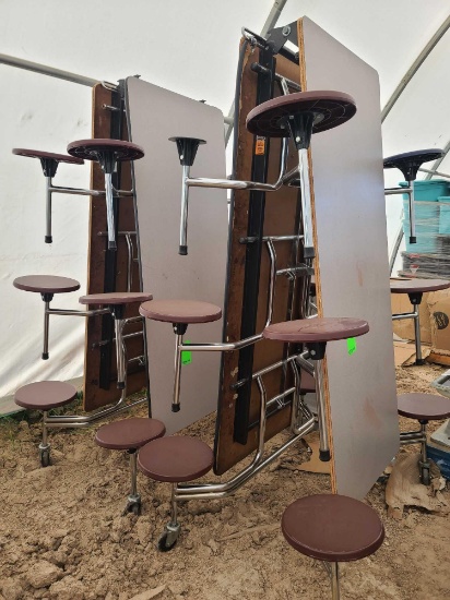 (2) Cafeteria Tables w/ Attached Stools