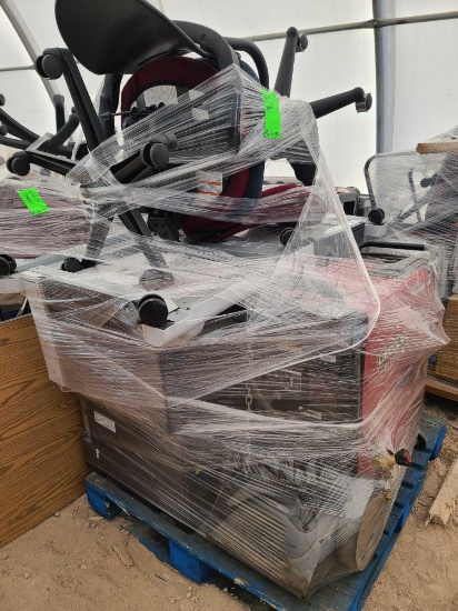 (1) Pallet w/ Office Rolling Chairs, Mobile Office HP Printers,(1) Lincoln Electric Power Mig Welder