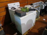 (1) Gas Stove, (1) GE Appliances Stove, (1) Holiday Chest Freezer, (1) GBC Electric Hole Puncher,