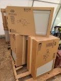(1) Pallet w/ Hampton Bay Gray Wall Bridge Cabinets in boxes