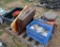(1) Pallet w/ Brown Vintage Suitcase, (2) PetSafe Plastic Pet Doors, (1) Makita...Portable Radio, et