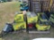 Pallet w/ Bauer Drill Right Angle w/ Case Kit, (5) Boxes of Various Ryobi Walk-Behind Lawn Mowers