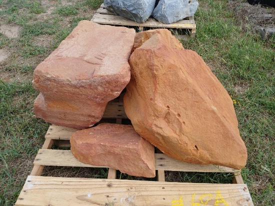 (1) Pallets w/ Big Orange Boulder Rocks