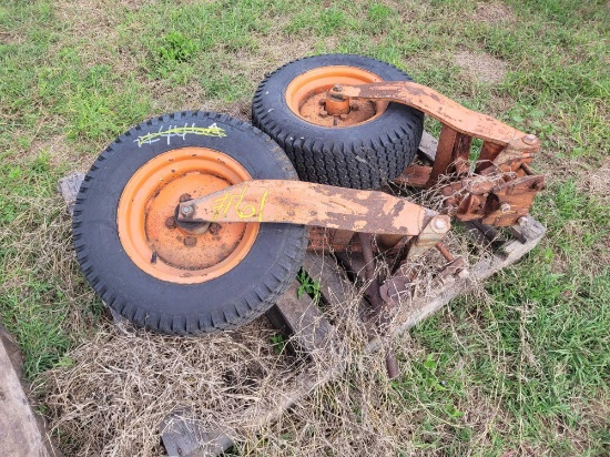 (2) Mower Caster Wheels on a Pallet
