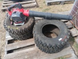 (2) New Carlisle All Trail Tires (Size 22x11.00-10NHS), (1) Craftsman Leaf Blower