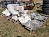 Group w/Stainless steel 2 Compartment Sinks, Reg. Sinks & Commodes