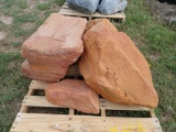 (1) Pallets w/ Big Orange Boulder Rocks