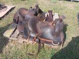 (2) Brown Leather Western Horse Saddles on Pallet